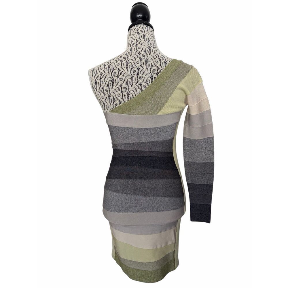 Hervé Léger Arabella One-Shoulder Bandage Bodycon Dress Green Ombré Size S - Picture 6 of 12